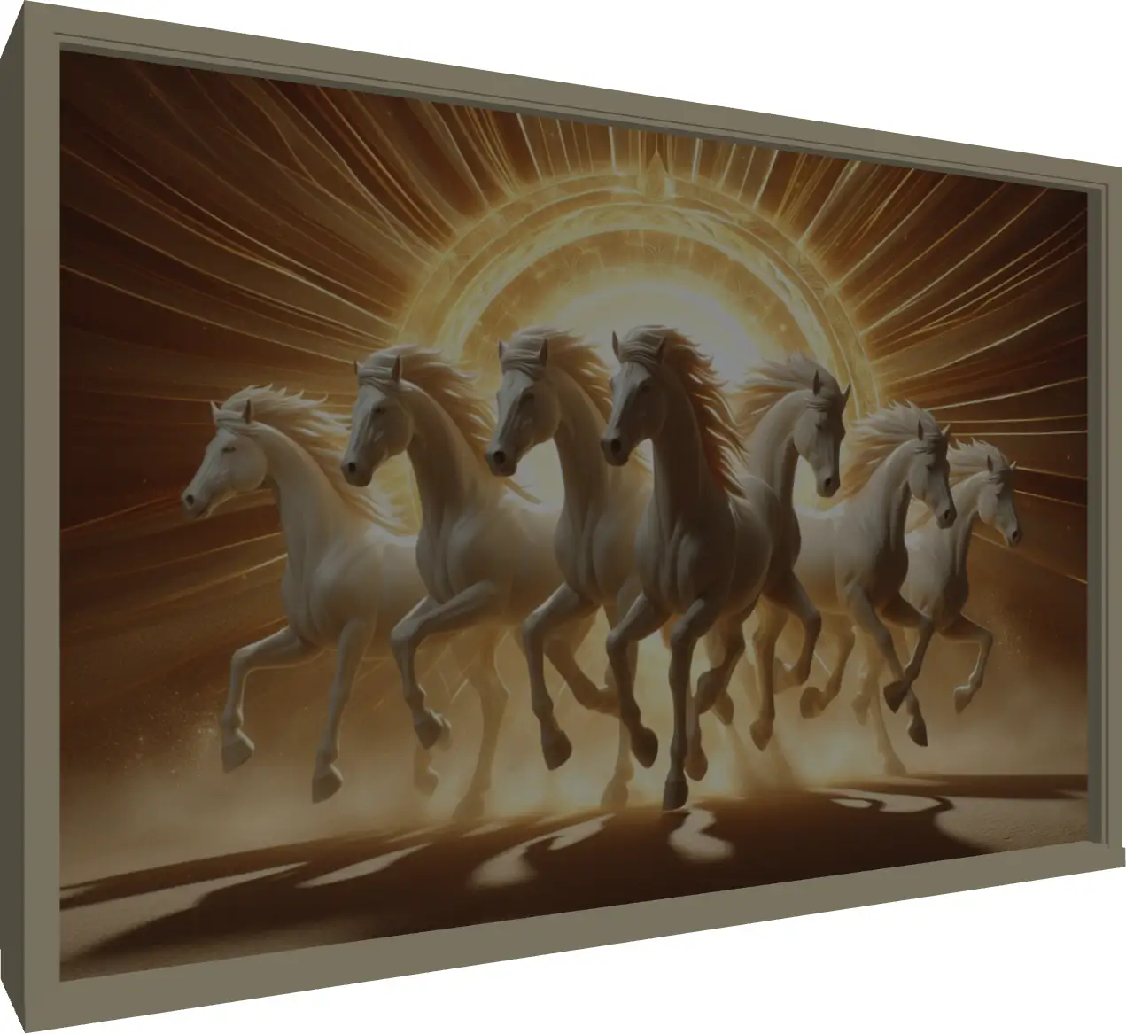 Success Sunrise Seven White Horses — floater frame preview | PrintPosters.in